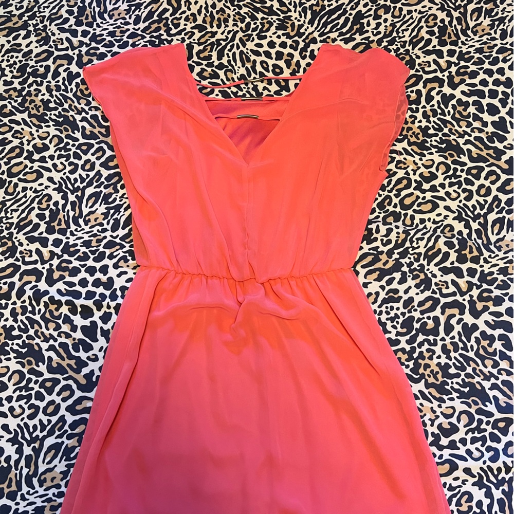 Peach dress w gold accents